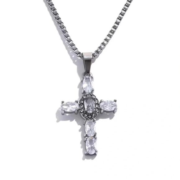 Zara Maria Cross Stainless Steel Waterproof Necklace - Picture 3 of 17